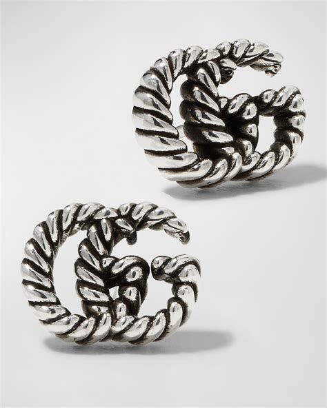 gucci silver gg marmont aged stud earrings|Gucci gg earrings silver.